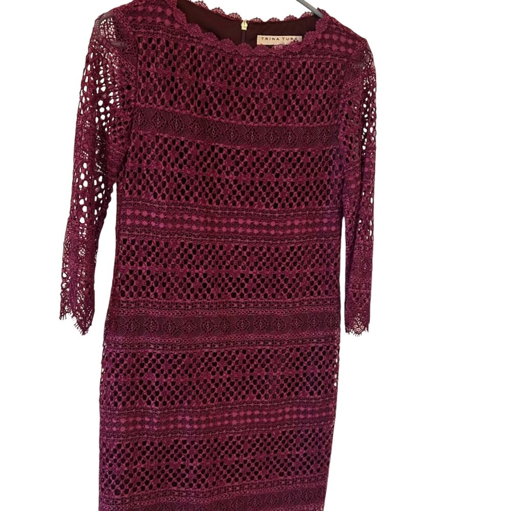Trina Turk Womens 0 Plum Purple Geddes Lace Sheath Dress NWOT